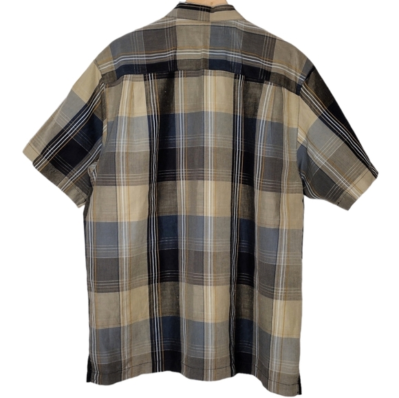 Tommy Bahama Plaid Linen Silk Casual Button Down Shirt - Picture 2 of 16
